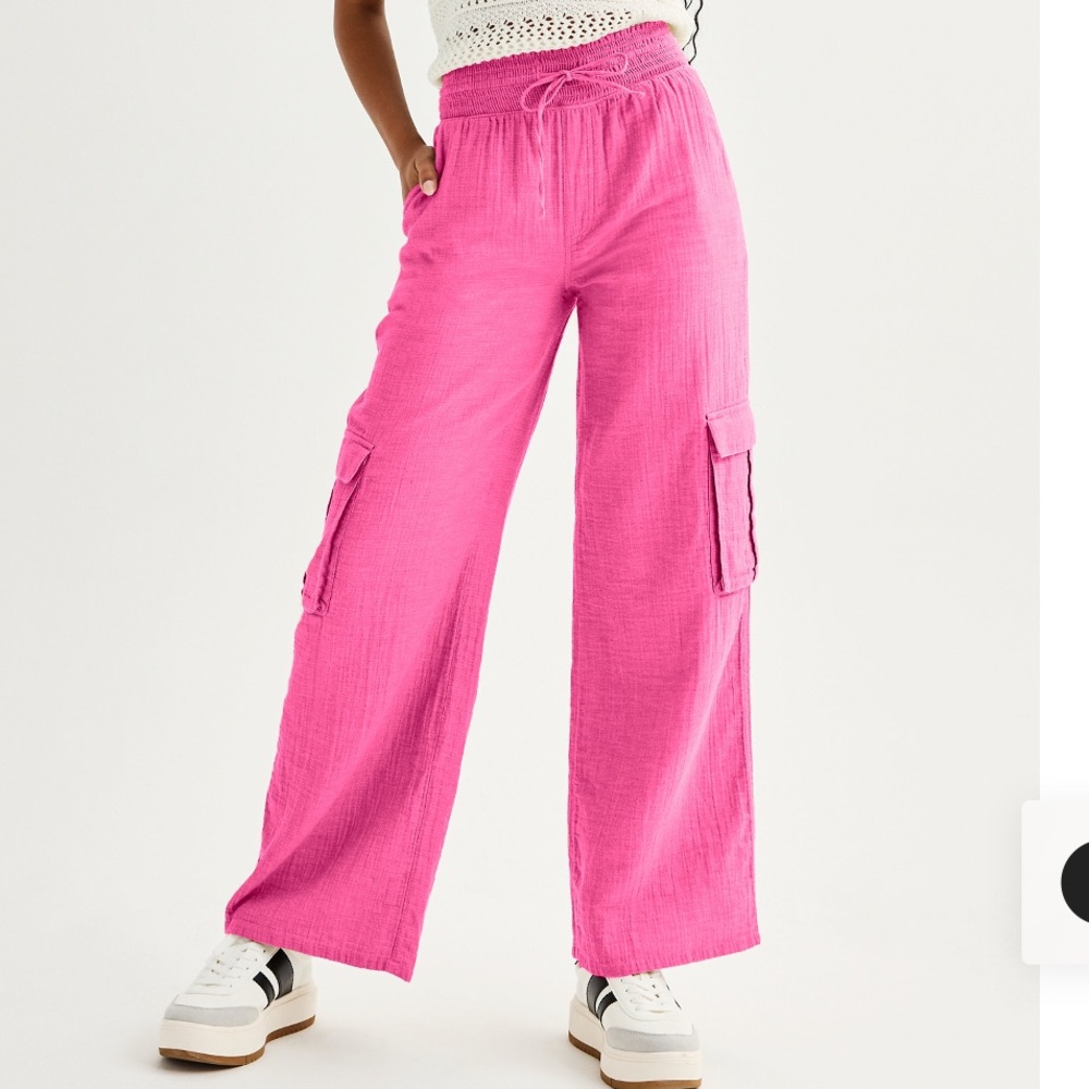 So NWT Gauze Pink Wide Leg Pants